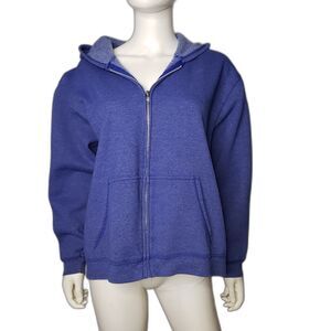 Hanes Hoodie Womens XL Blue Full Zip Soft Sweats Hooded Jacket Pockets Classic